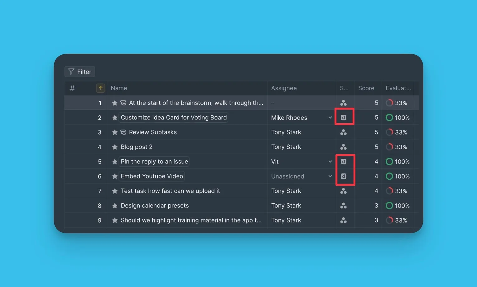 Задача с иконкой продукта