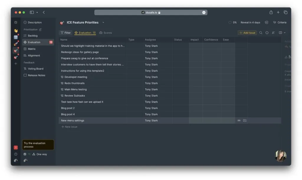 Сетка оценки с синхронизированными задачами Asana