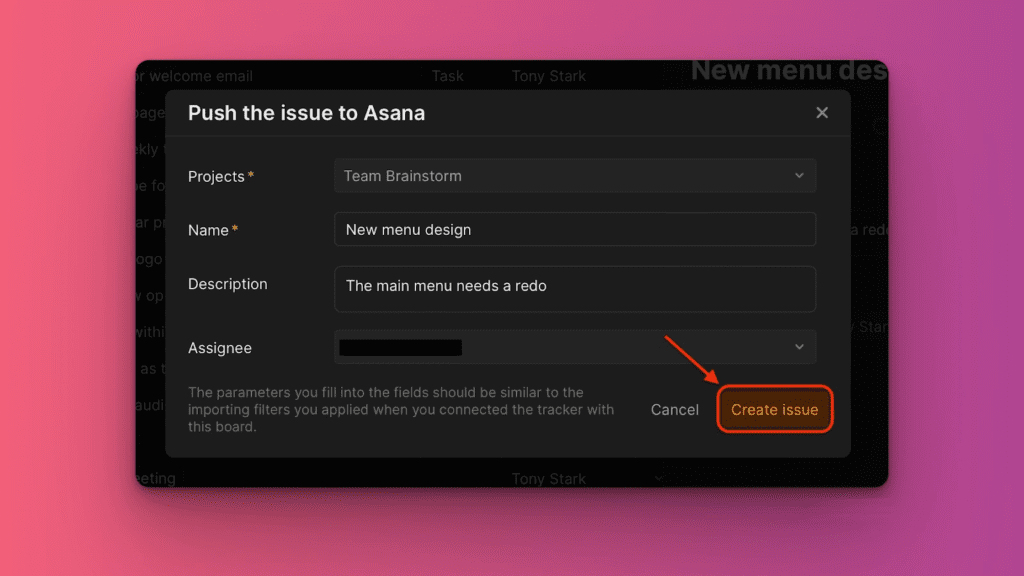 Подтверждение успешной отправки Задачи