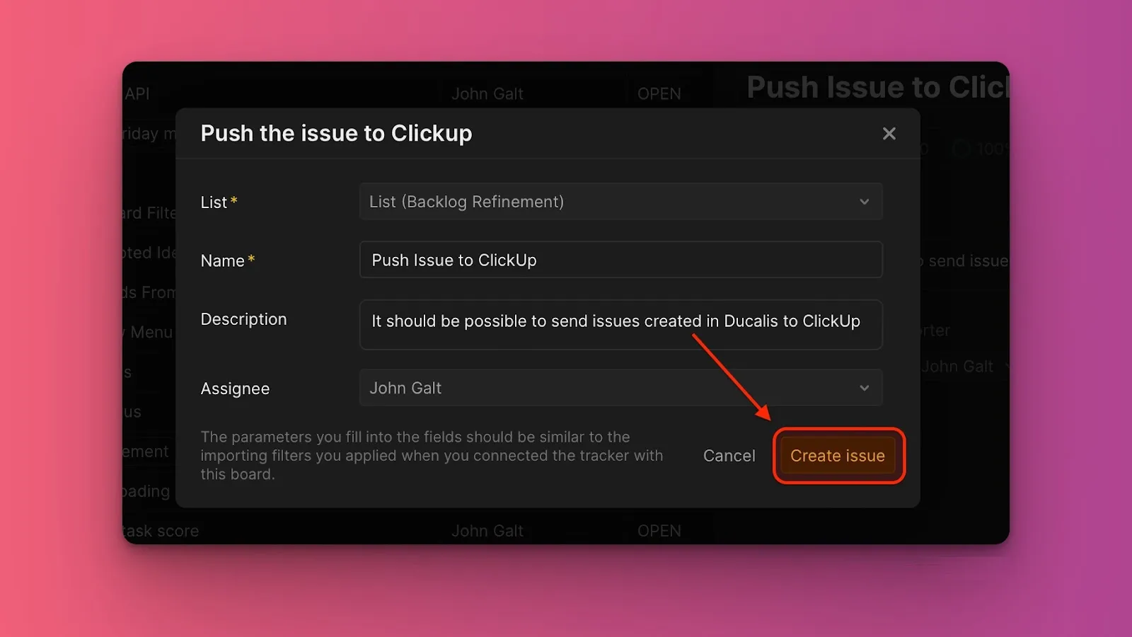 Подтверждение, что Задача создана в ClickUp