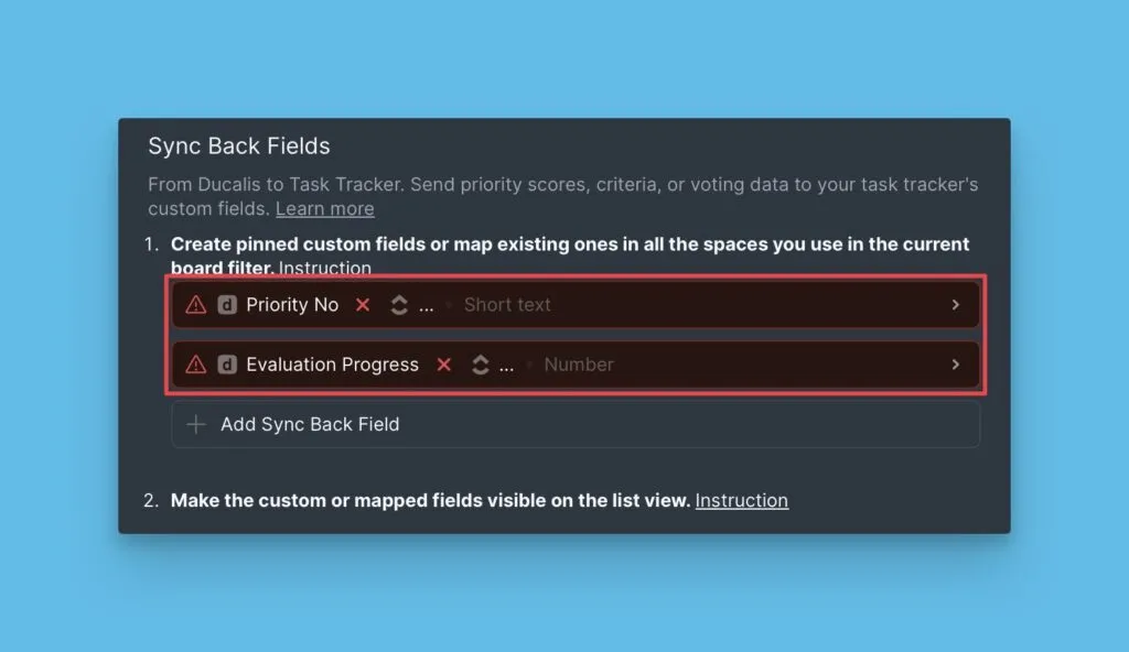 Поля синхронизации по умолчанию: Priority и Alignment