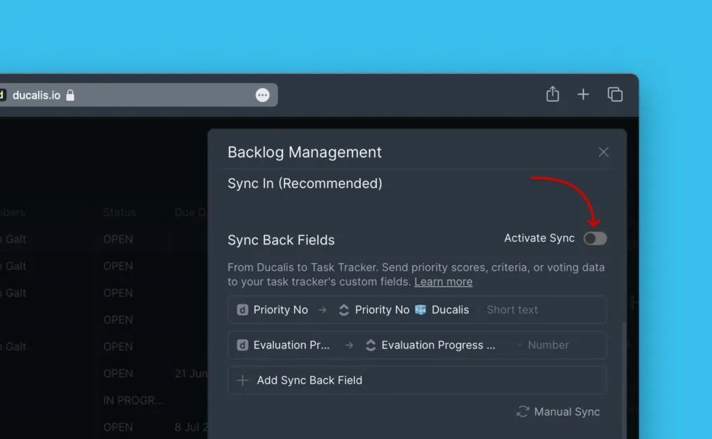 Переключатель активации обратного синка