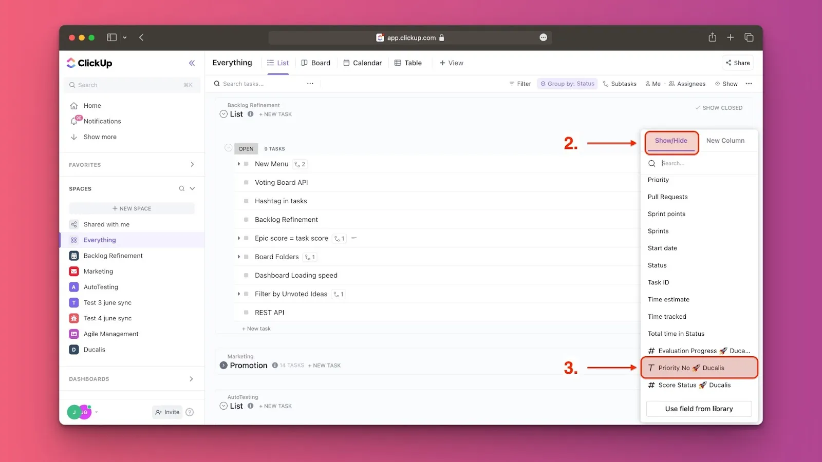 Добавление поля Priority в представление списка
