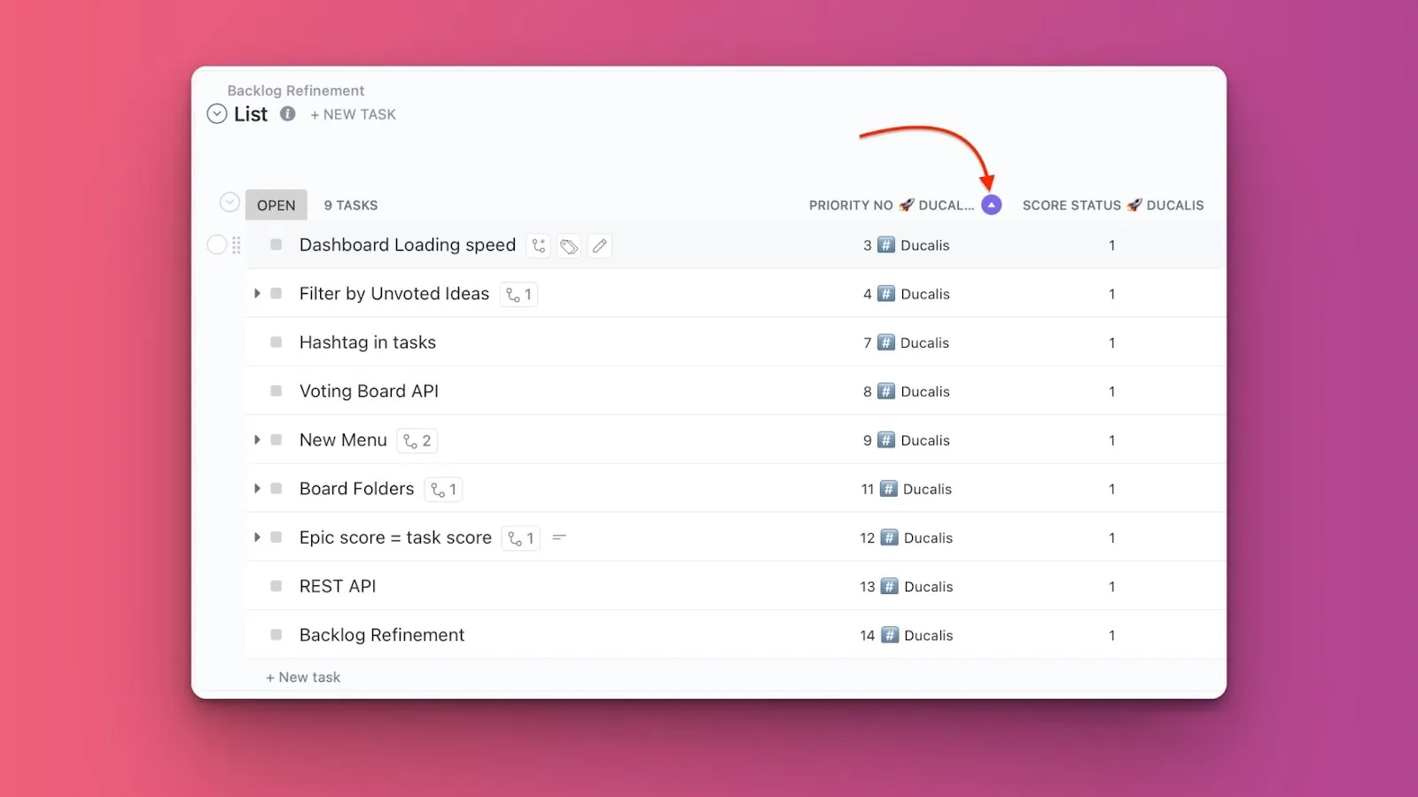 Сортировка задач по приоритету в представлении списка