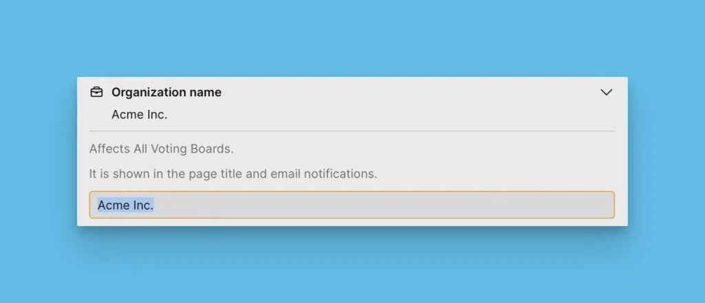 Поле названия Организации
