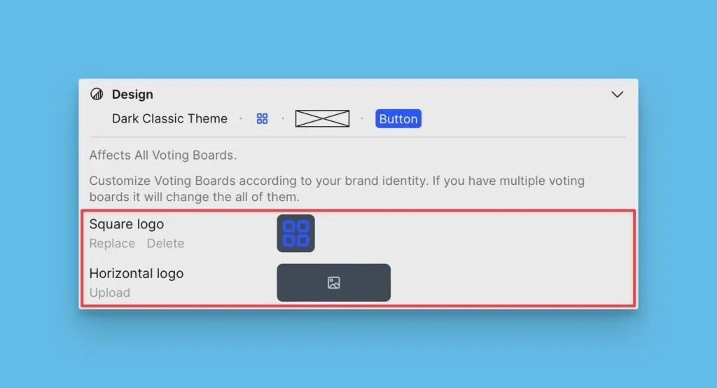 Варианты загрузки логотипа: квадратный и горизонтальный форматы