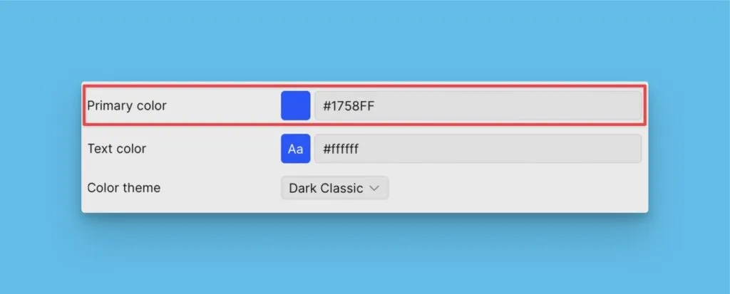 Выбор основного цвета с палитрой цветов