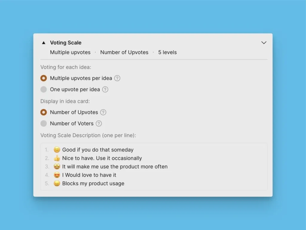 Настройки шкалы голосования