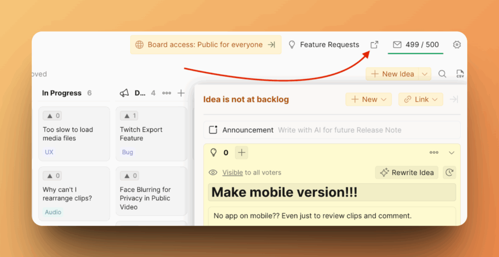 Иконка ссылки для доступа к Публичному роадмапу