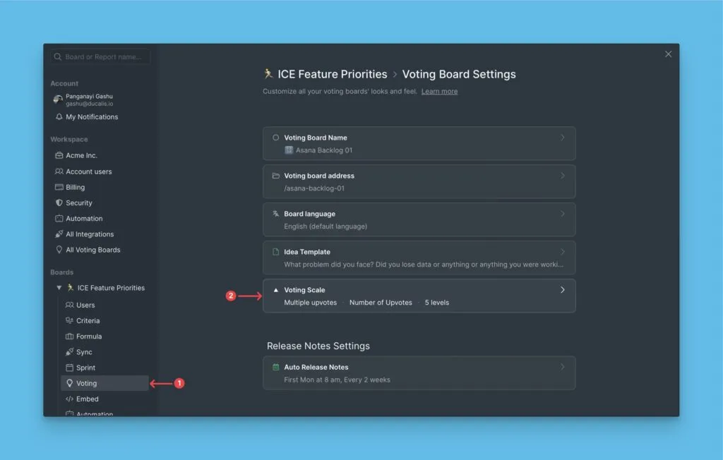 Раздел публикации Идей и голосования с блоком голосов