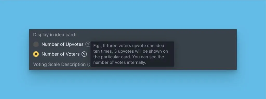 Карточка Идеи с отображением количества голосующих
