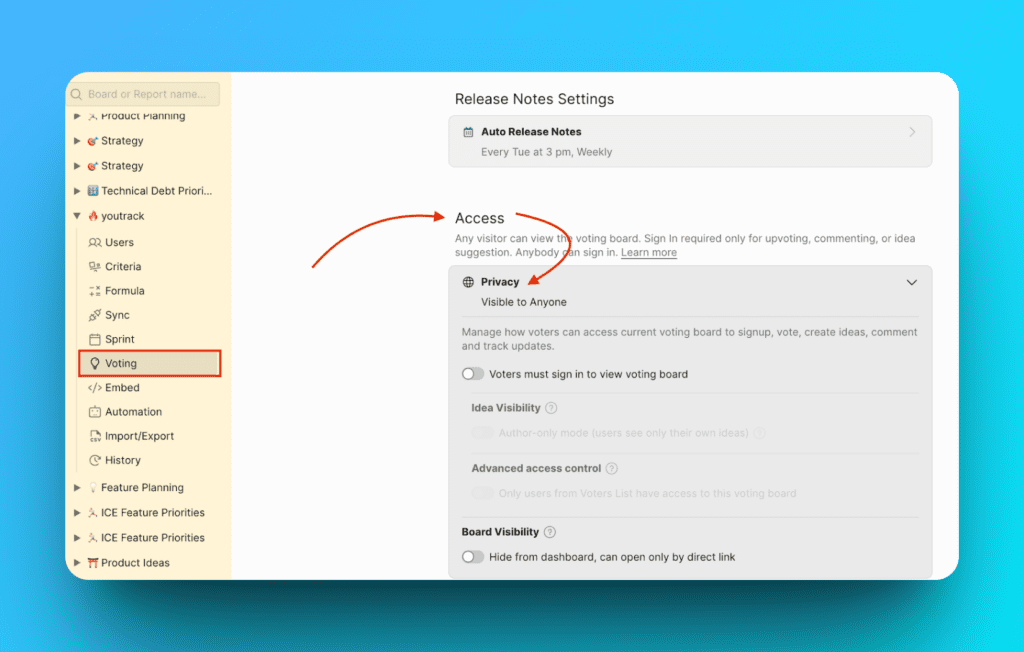 Раздел настроек приватности