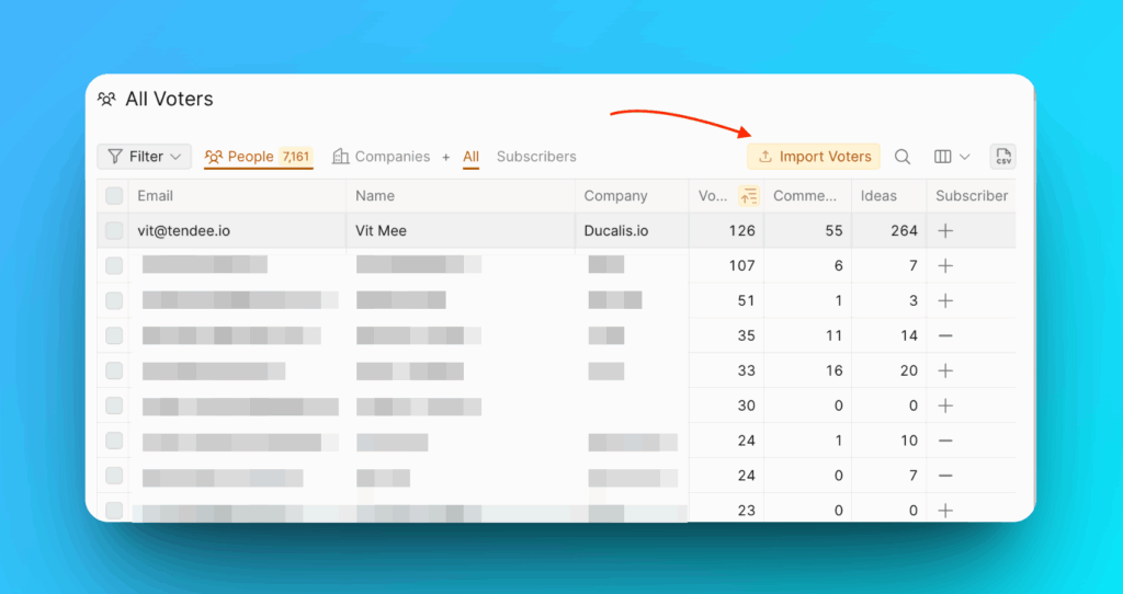 Кнопка импорта голосующих