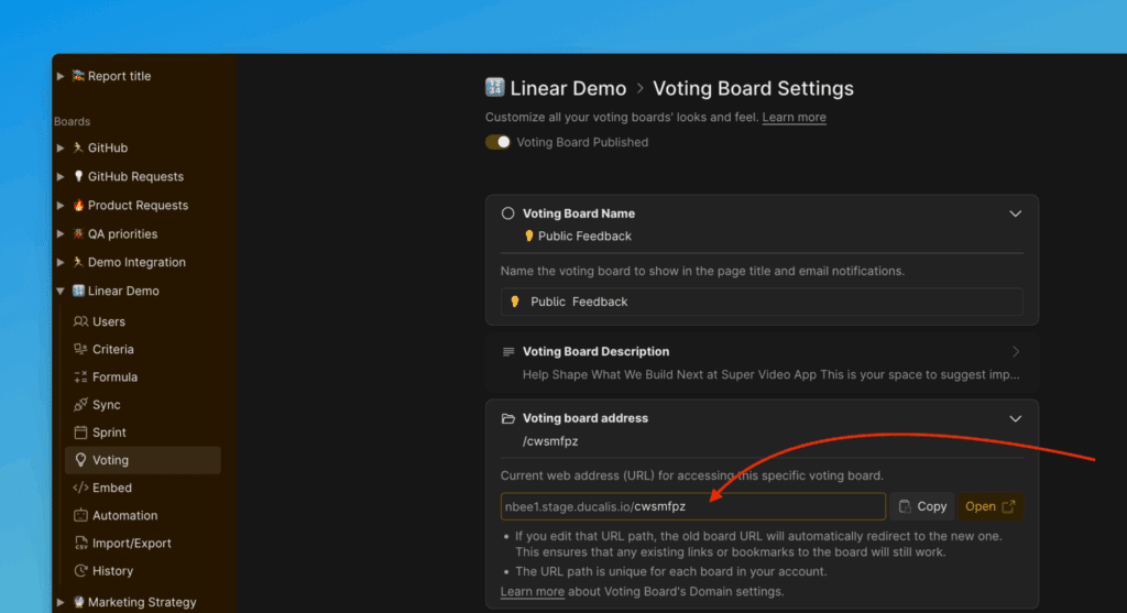 Поле кастомного URL