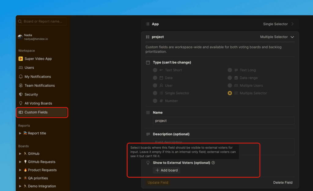 Настройка кастомных полей
