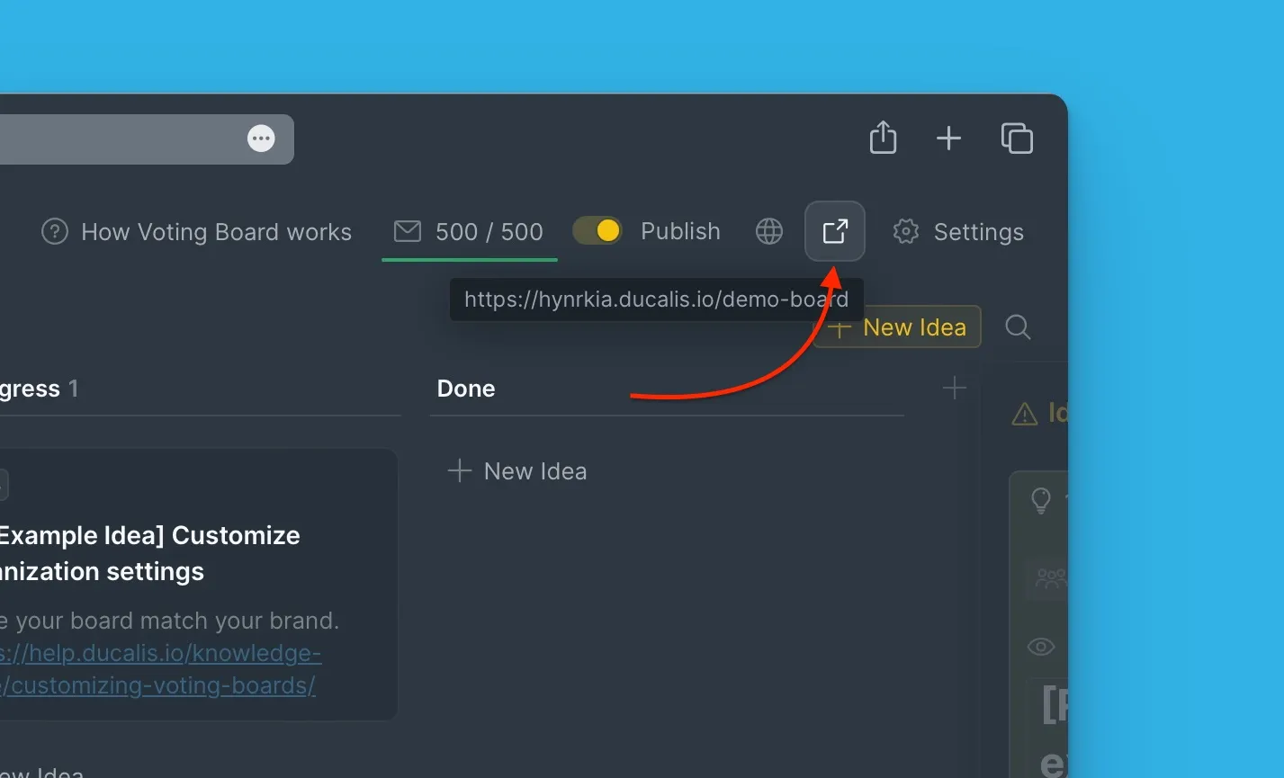 Расположение кнопки перенаправления