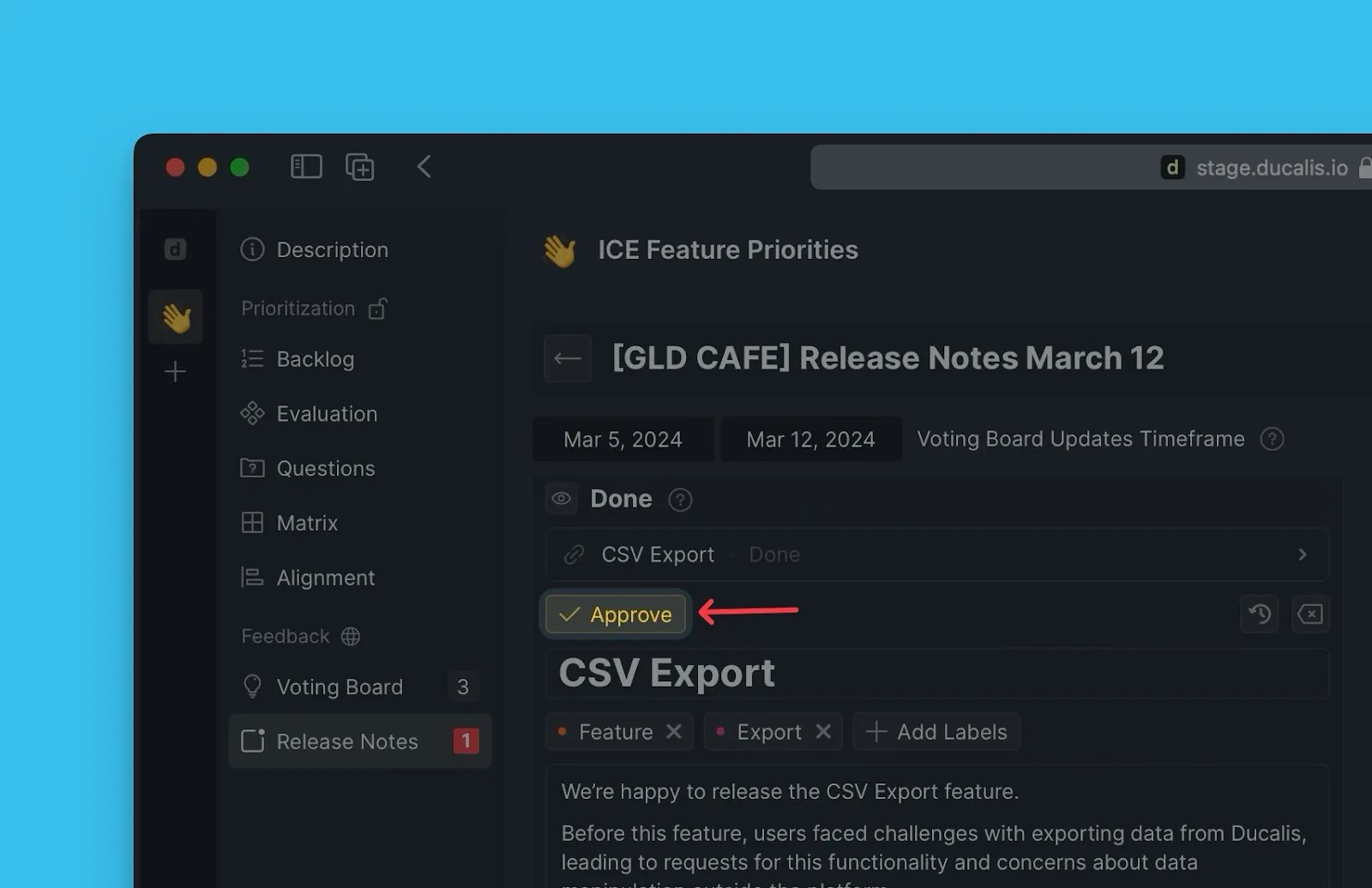 Утверждение анонса в Релиз ноутсе