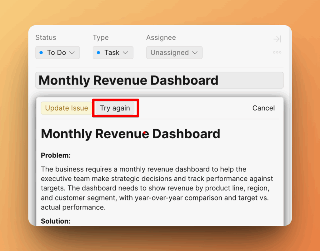 Кнопка Try again