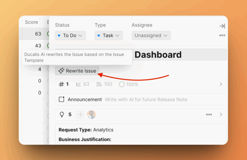 Расположение кнопки Rewrite Issue