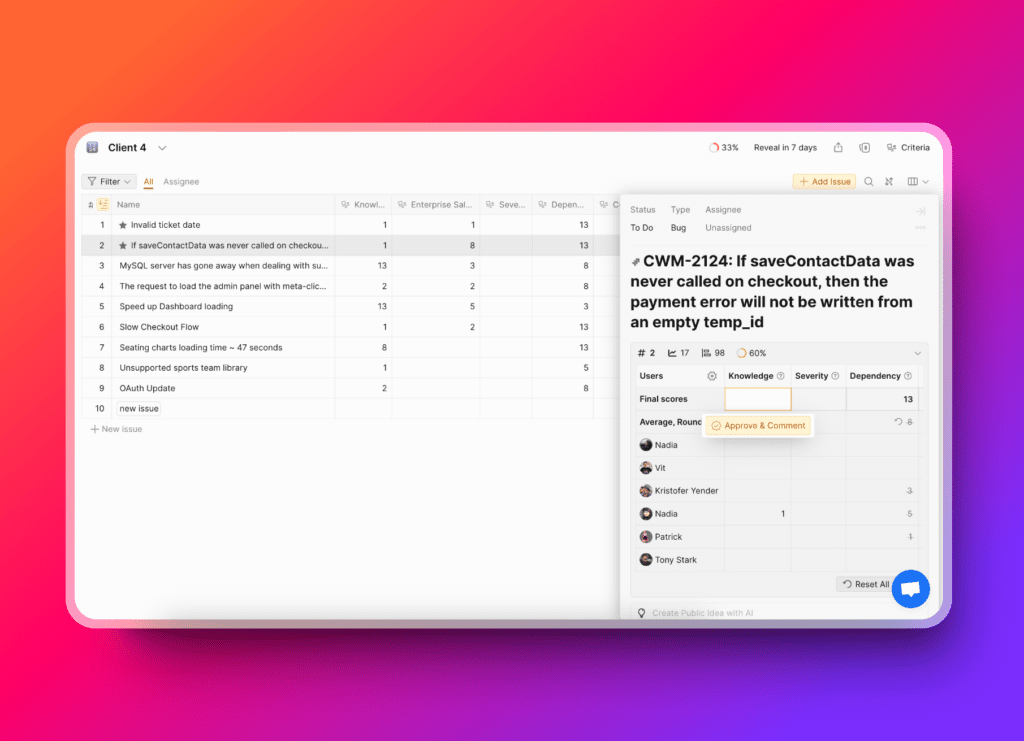 Расположение кнопки Approve & Comment