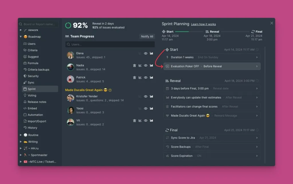 Раздел Start с опцией Evaluation Poker