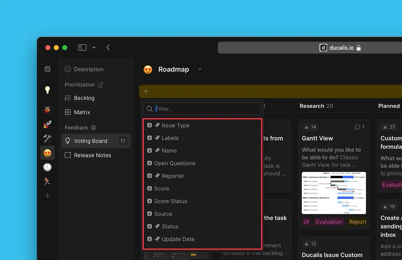 Опции фильтра связанных Задач