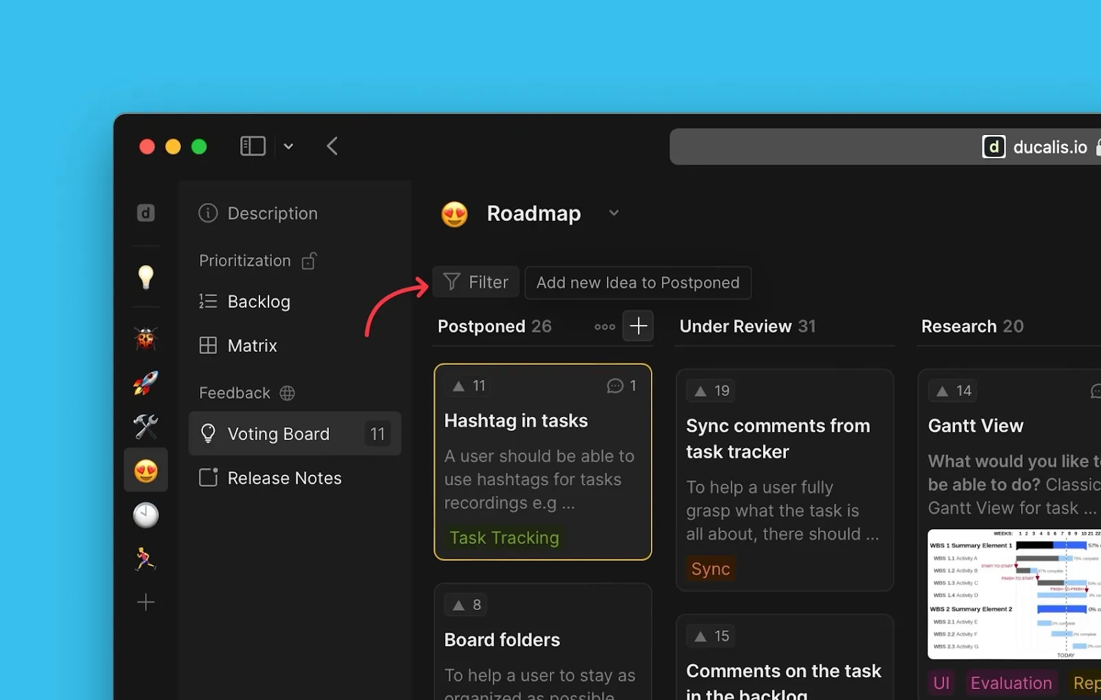 Расположение иконки фильтра и выпадающее меню