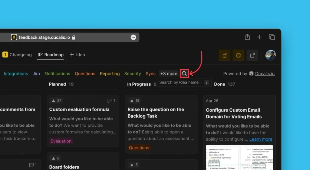 Расположение иконки поиска
