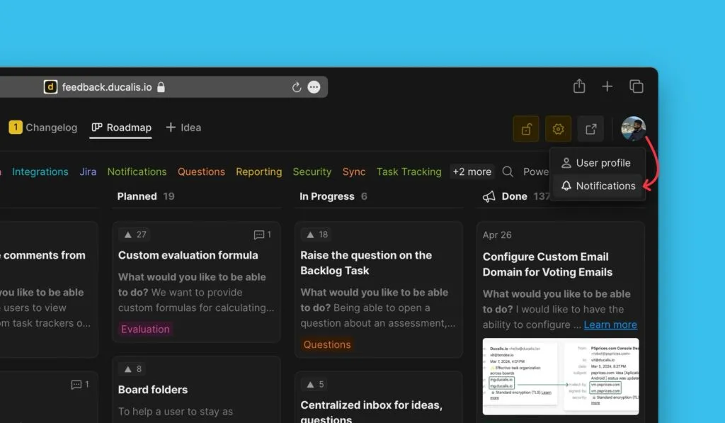 Настройки уведомлений