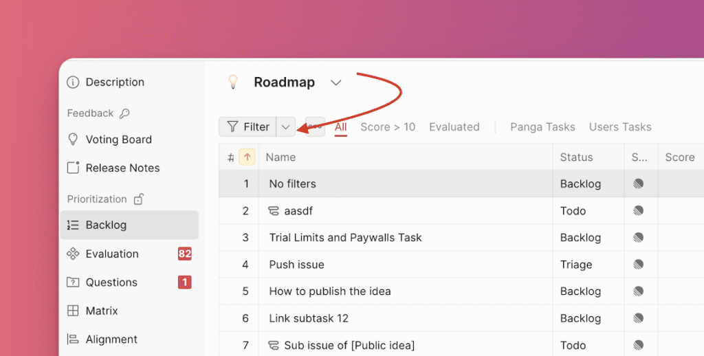 Расположение иконки фильтра в заголовке таблицы