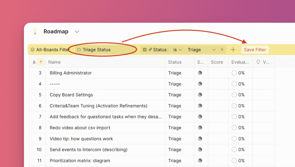 Диалог сохранения фильтра всех досок