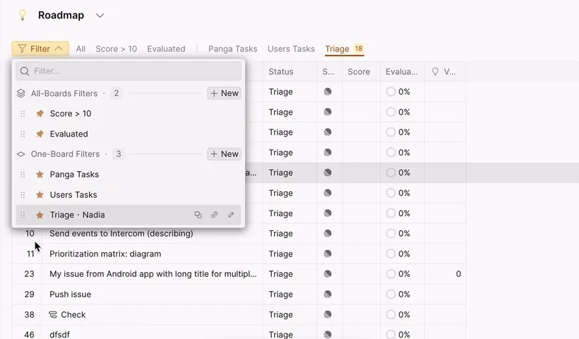 Демонстрация изменения порядка фильтров