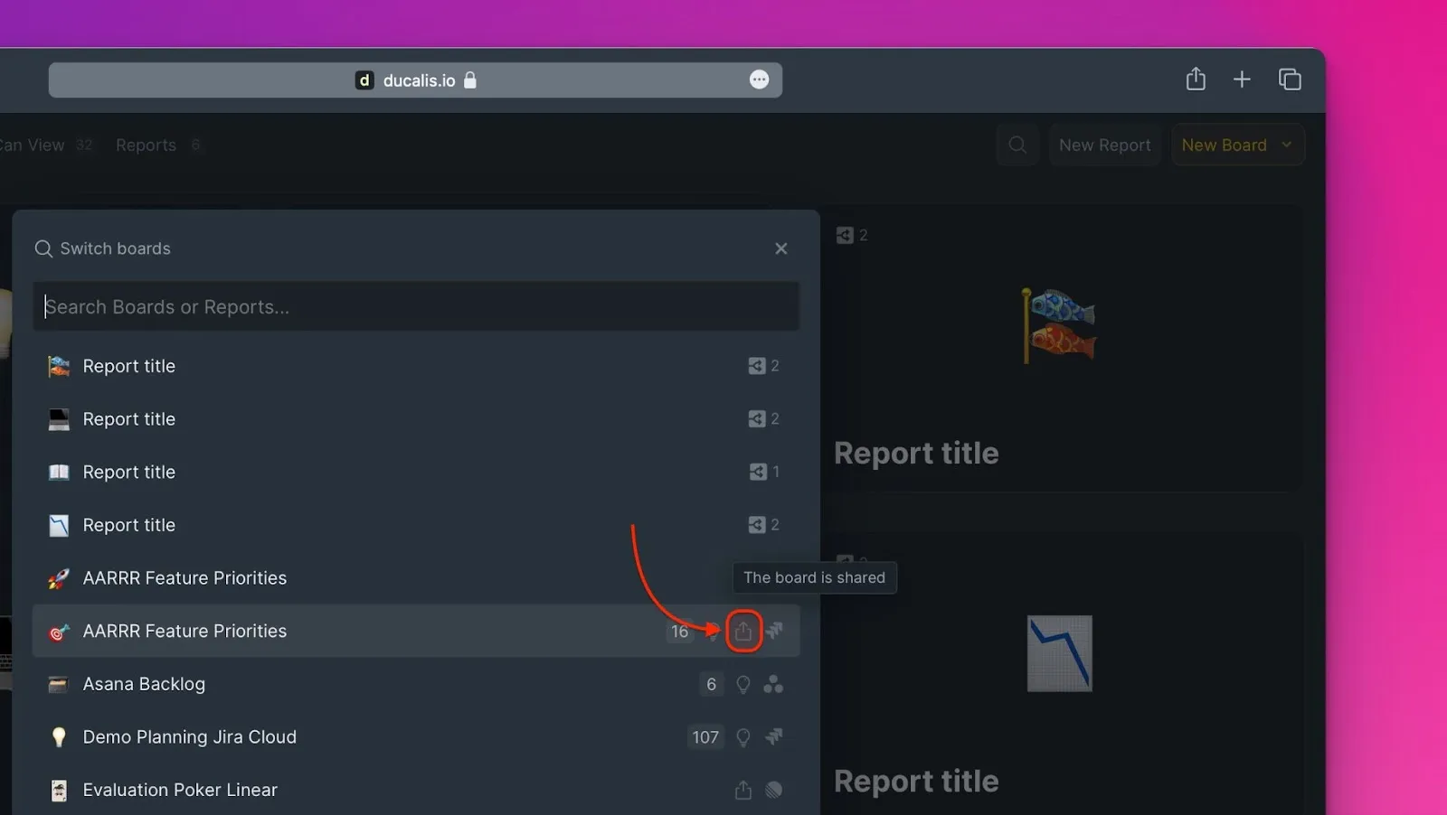 Индикатор статуса публикации доски
