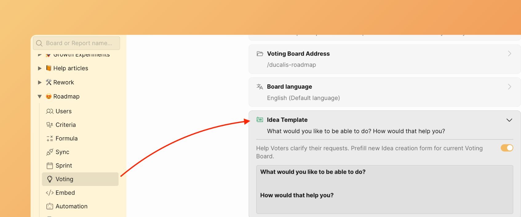 Раздел шаблона Идеи
