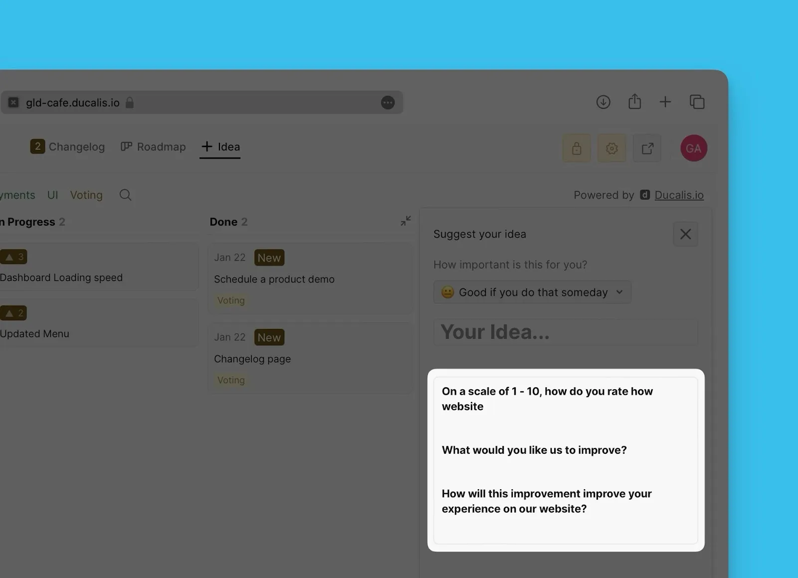 Пример шаблона идеи