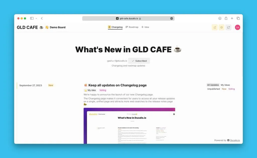 Страница Ченджлога