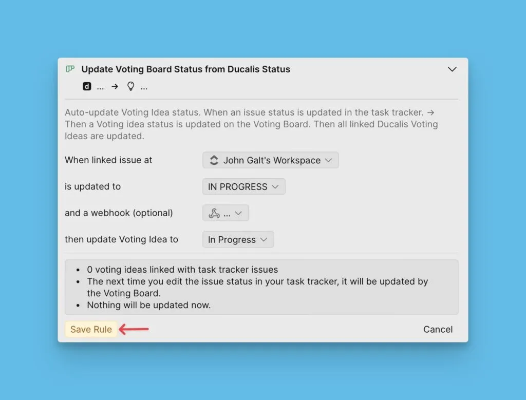 Кнопка сохранения правила