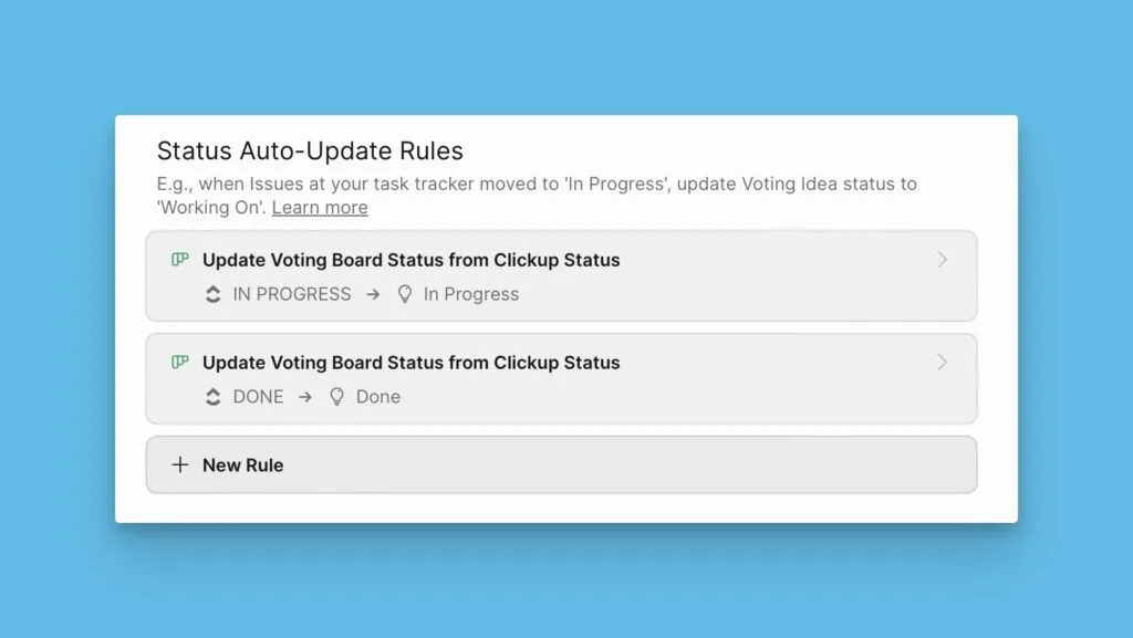 Список созданных правил