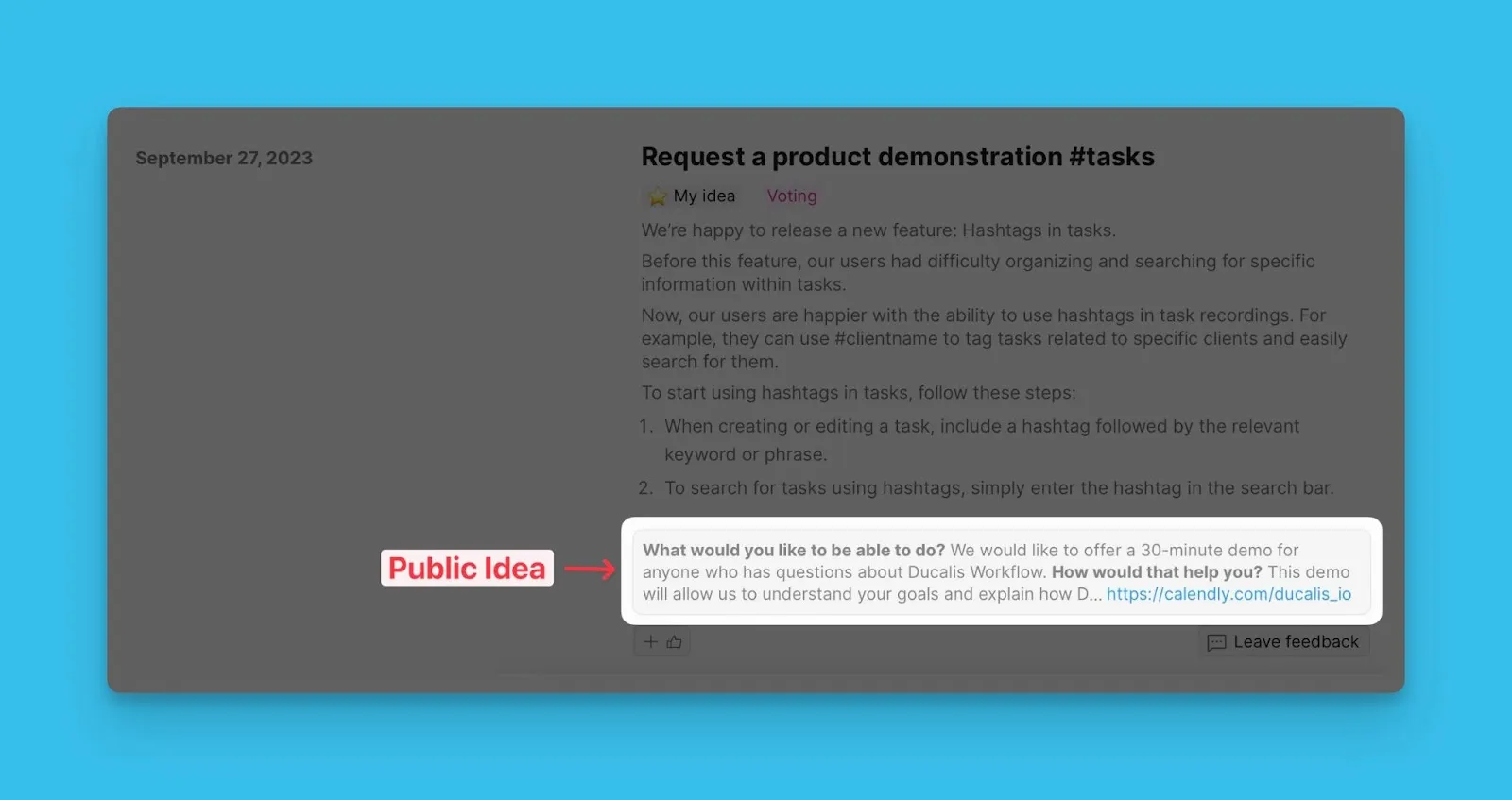 Блок связанной Публичной идеи под анонсом