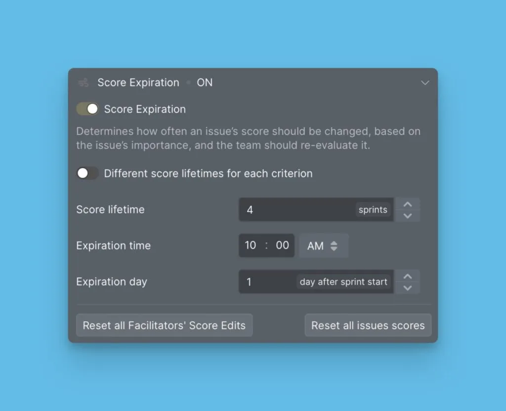 Настройки протухания оценок