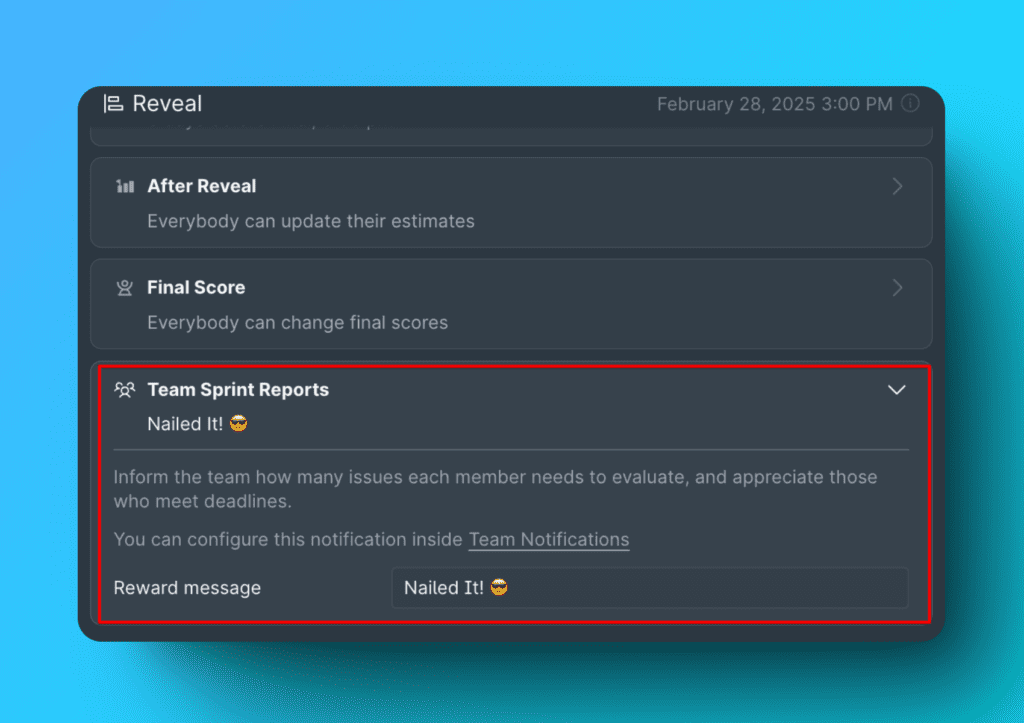 Настройки благодарственного сообщения