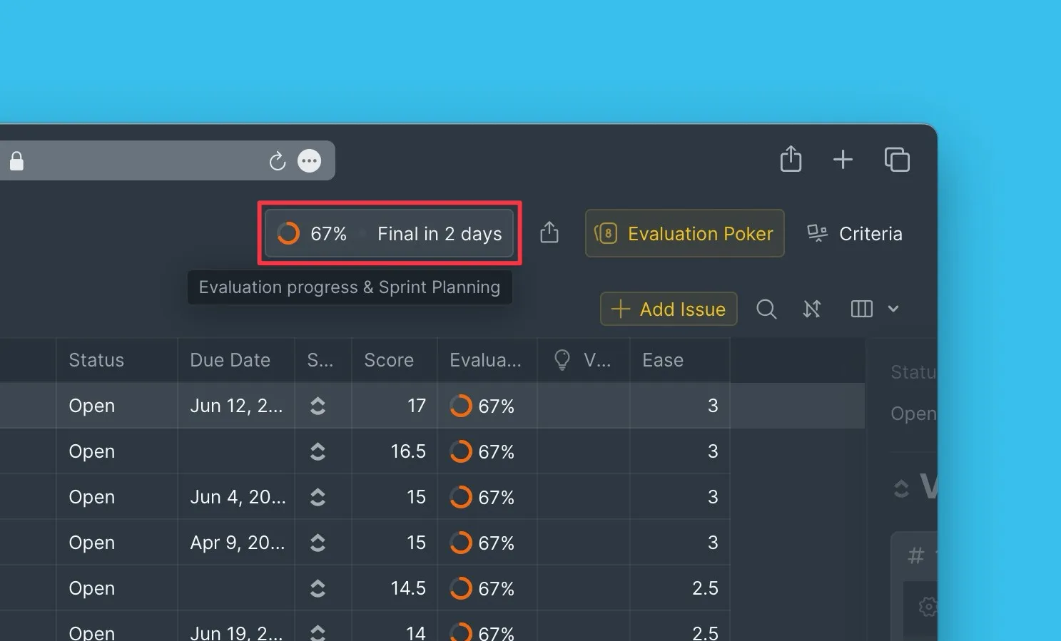 Откройте отчёт о прогрессе оценки