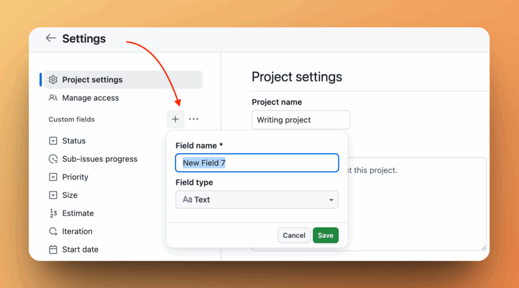 Создание кастомного поля в GitHub