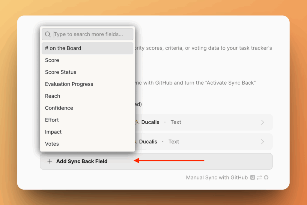 Кнопка Add Sync Back Field