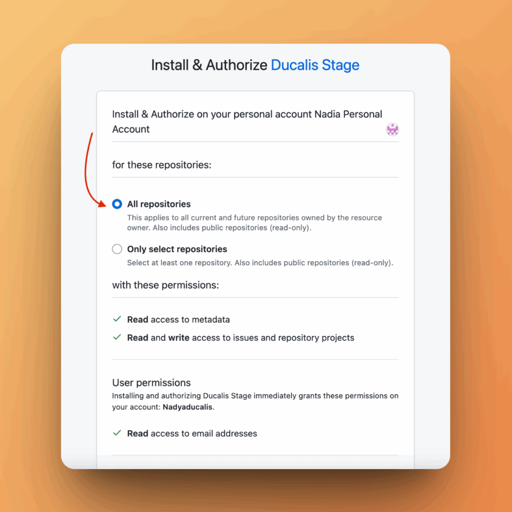 Экран выбора репозиториев