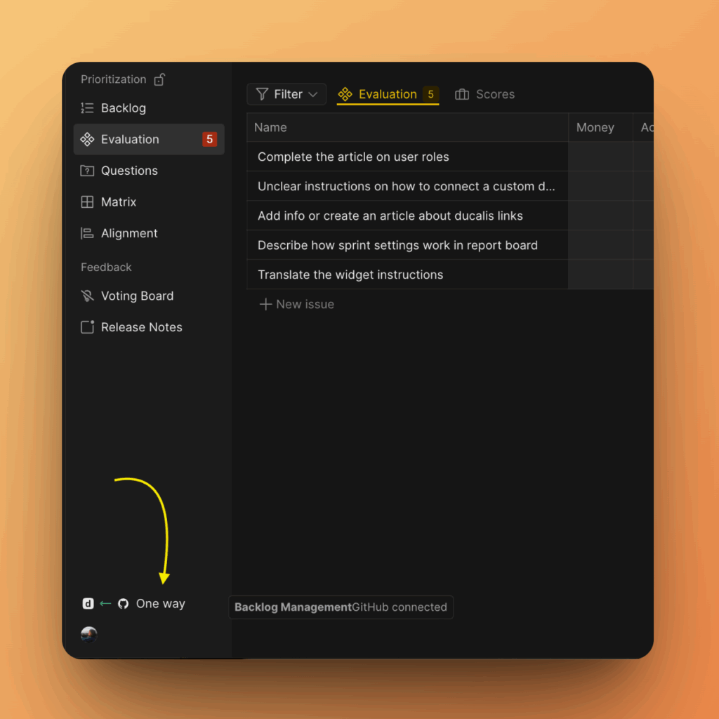 Расположение настроек Backlog Management