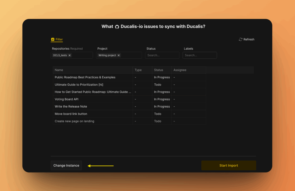 Опция Change Instance