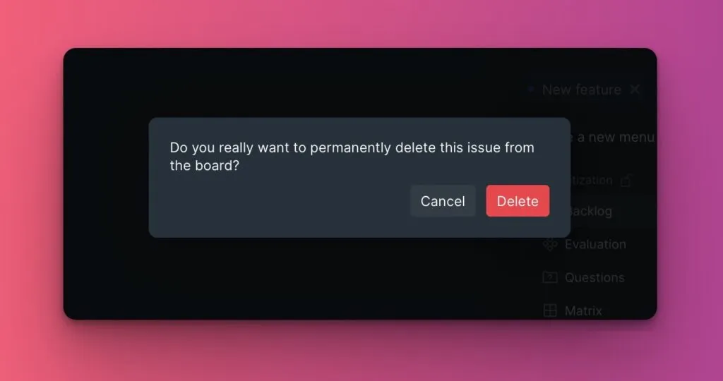 Подтверждение удаления задачи