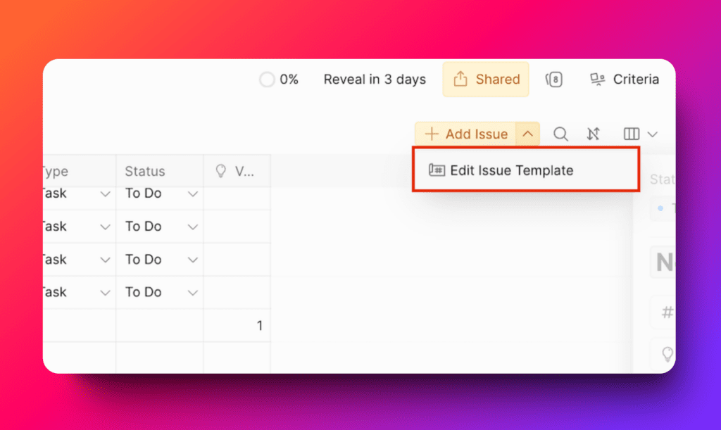 Доступ к шаблону из диалога добавления Задачи