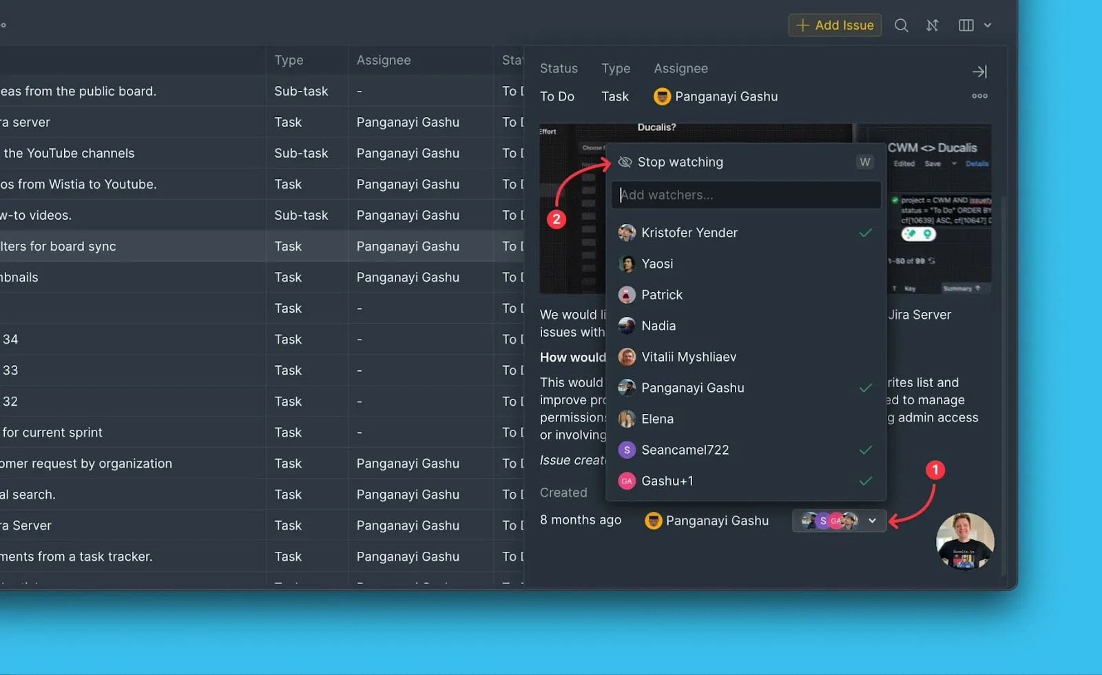 Прекратить отслеживание задачи из секции наблюдателей